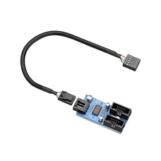 Motherboard USB 2.0 9 Pin Header 1 to 2 Extension Hub Splitter Adapter - Converter MB One USB 2.0 Female to 2 Female - 30cm Cable 9 Pin Male Adapter Port Multiplier